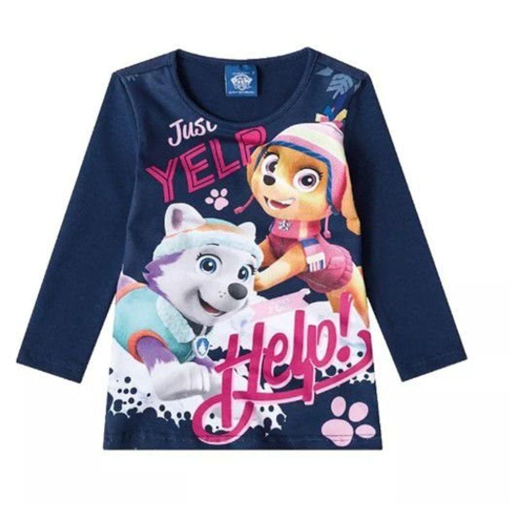 Blusa da Patrulha Canina - Skye e Everest - Azul Marinho - Malwee