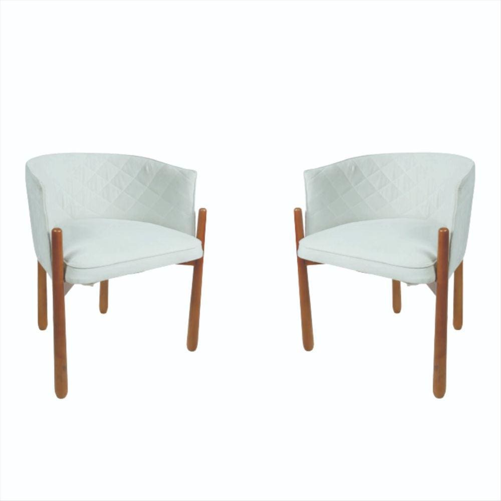 Kit 02 Poltronas Decorativa Sophia Sala Base De Madeira