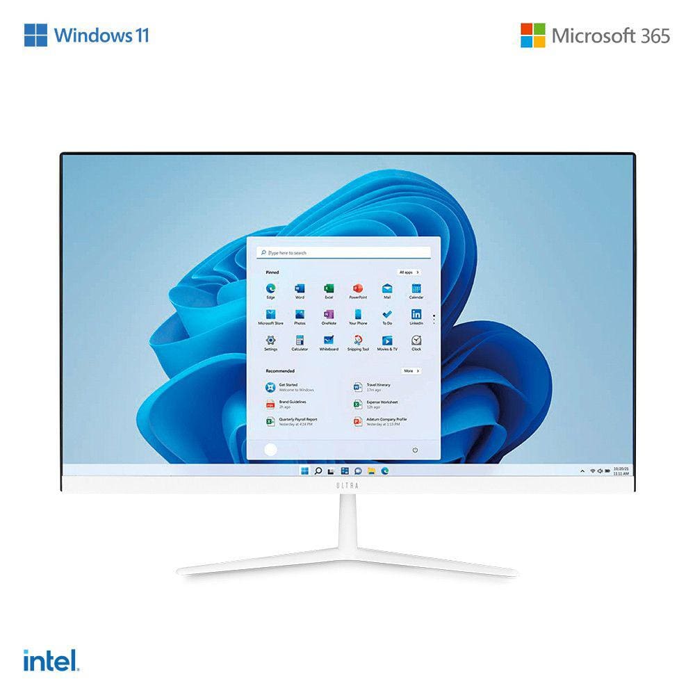 All in One Ultra, com Windows 11 Home, Intel Celeron 4GB 120GB SSD, Tela 23,8FHD + Microsoft 365 Personal + 1TB na Nuvem Branco - UB830