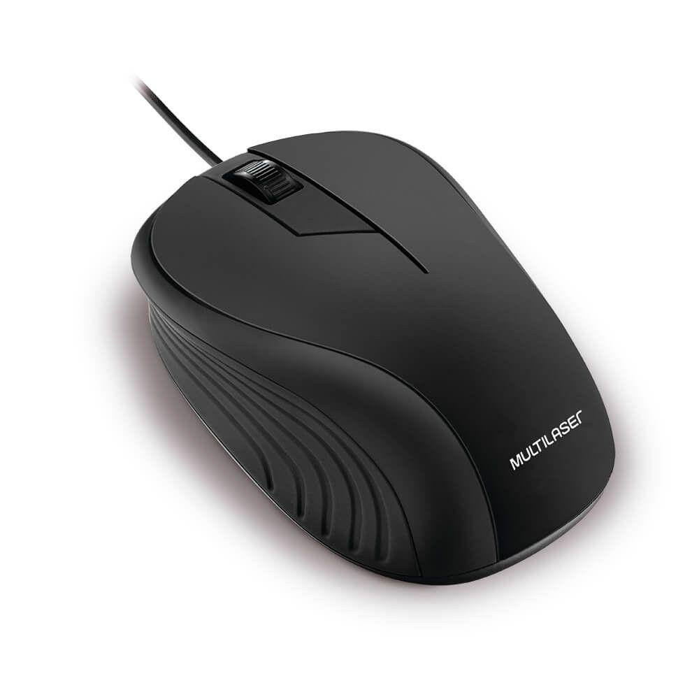 Mouse Óptico Emborrachado USB 1200dpi Preto - MO222