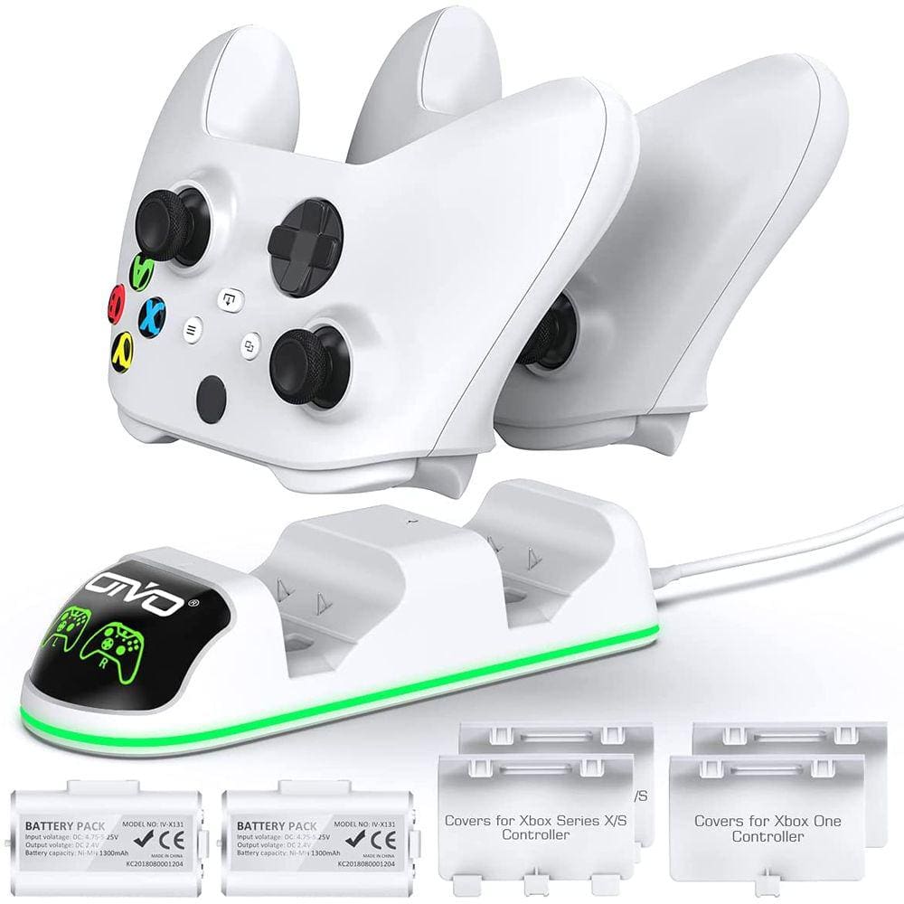 Carregador Duplo C/ Led OIVO Compatível Com Controle Xbox Series Ou Xbox One C/ 2 Baterias + 4 Tampas