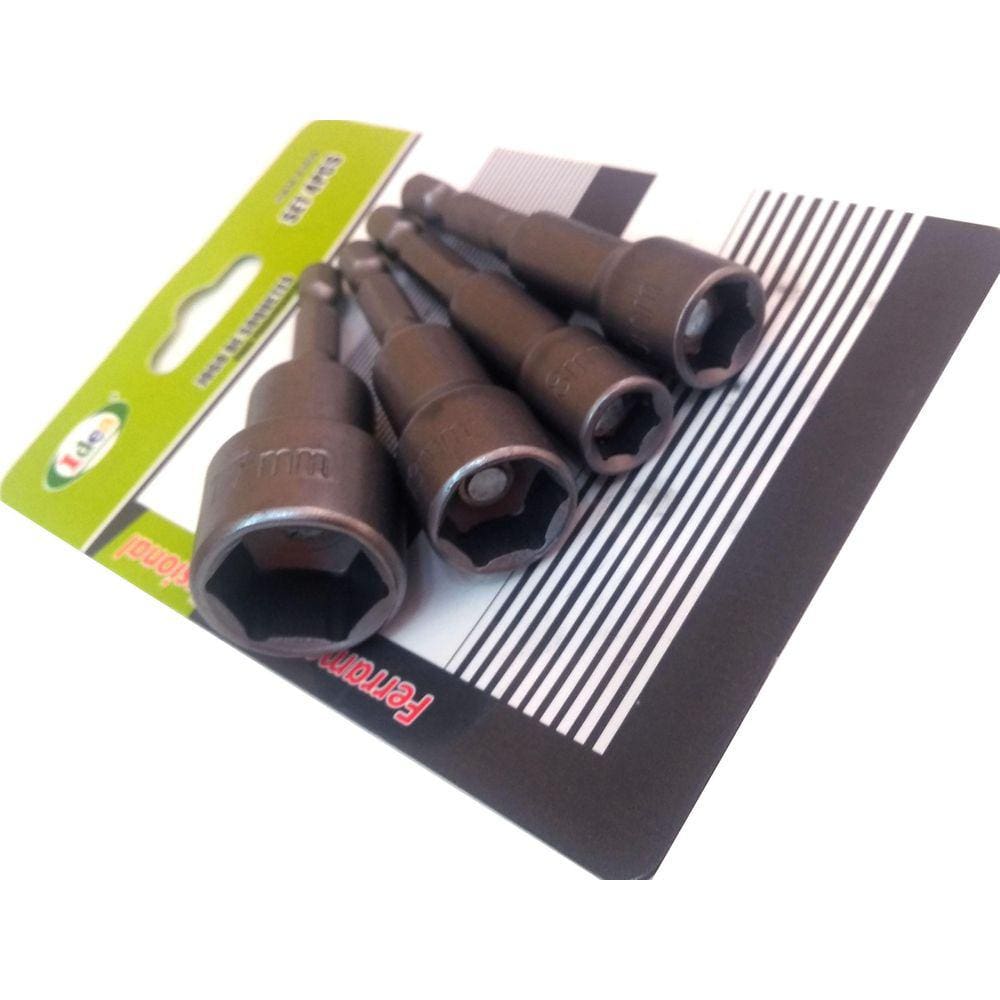 Kit Jogo De Pontas Bits Soquete Canhão 4 Peças Caximbo