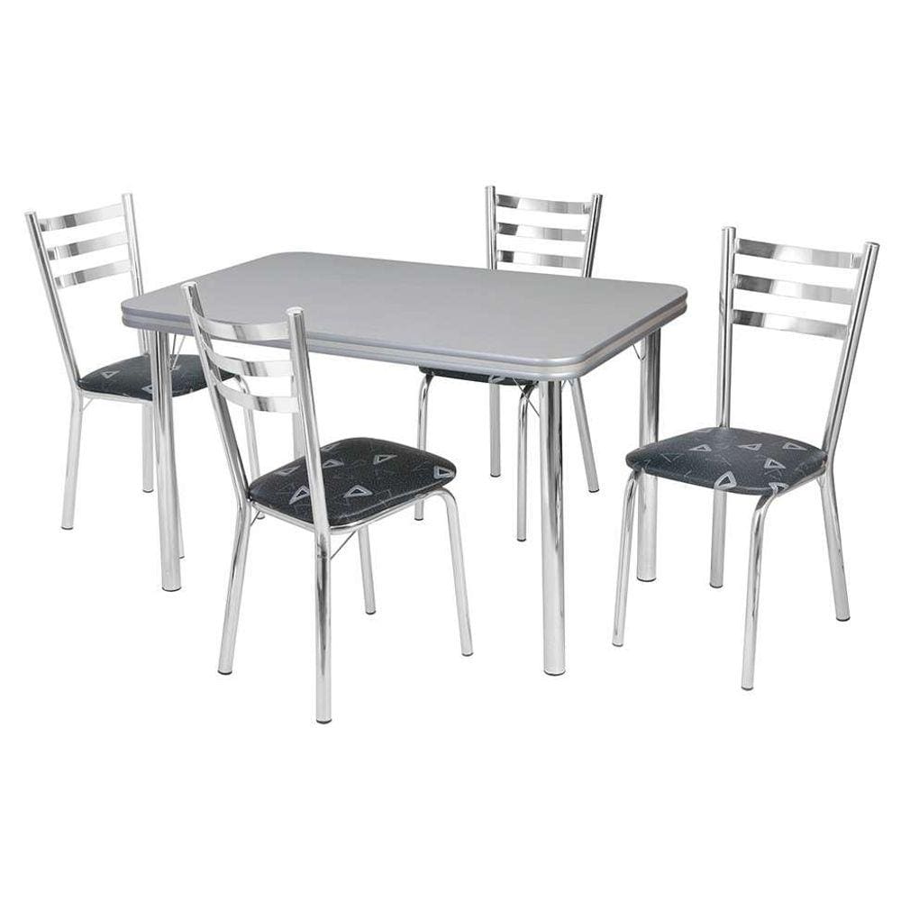 conjunto de mesa de jantar com 4 cadeiras gisele corino cromado e preto