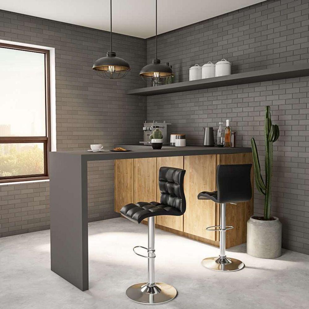 conjunto com 2 banquetas giratórias fae preto
