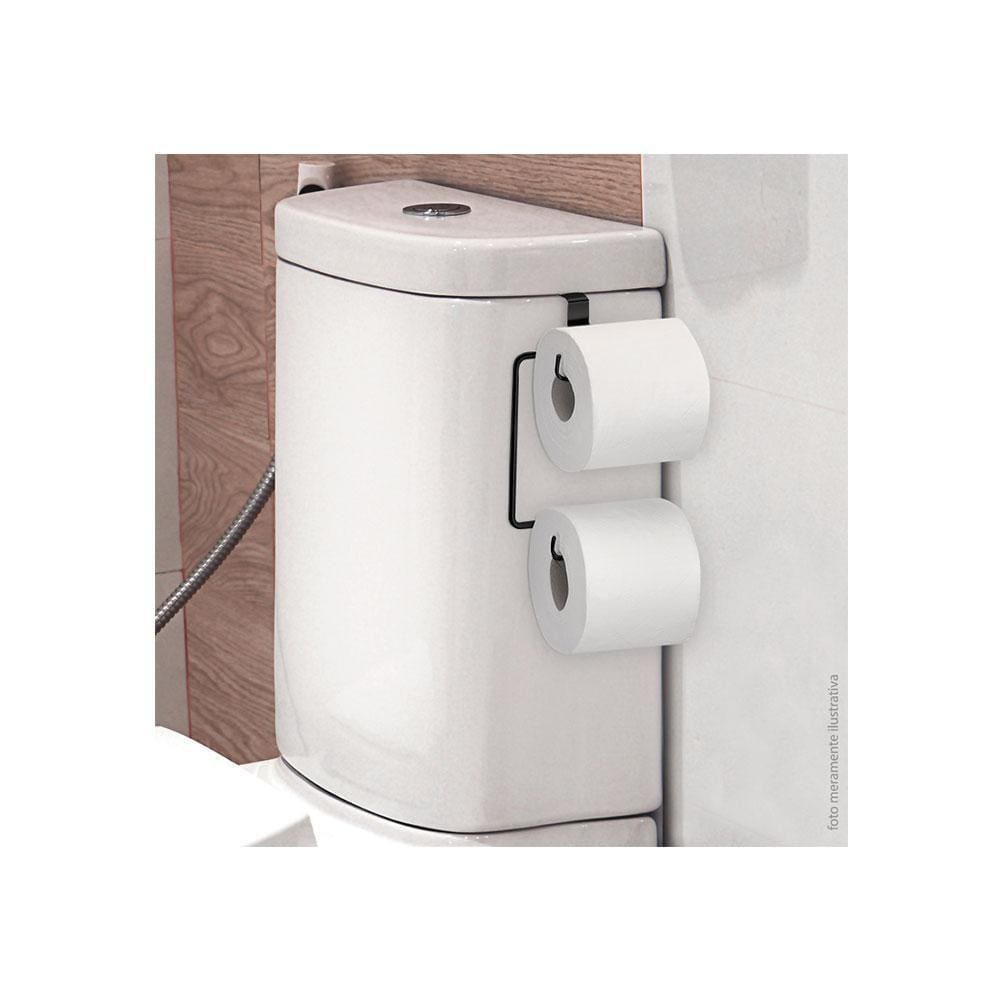 Suporte Papel Higiênico Duplo Para Caixa Acoplada Black