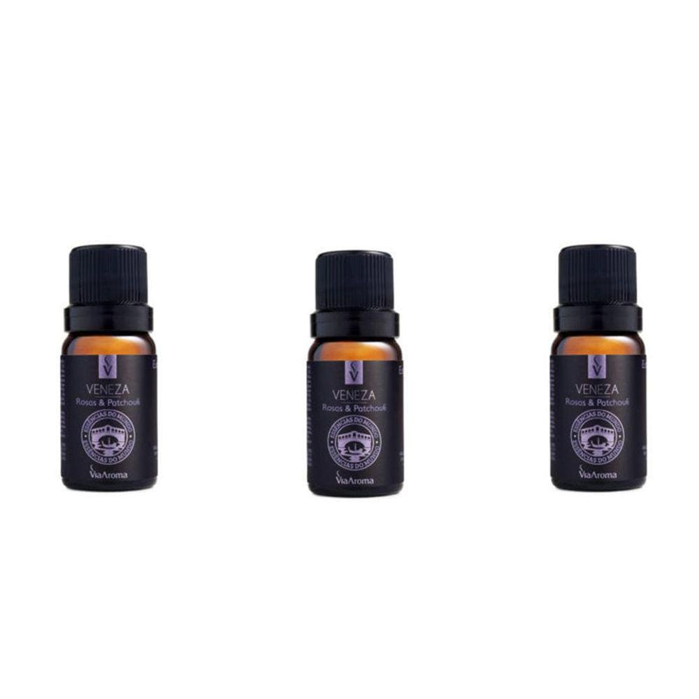 Kit 3 Essências Veneza/Rosas & Patchouli - 10Ml Via Aroma