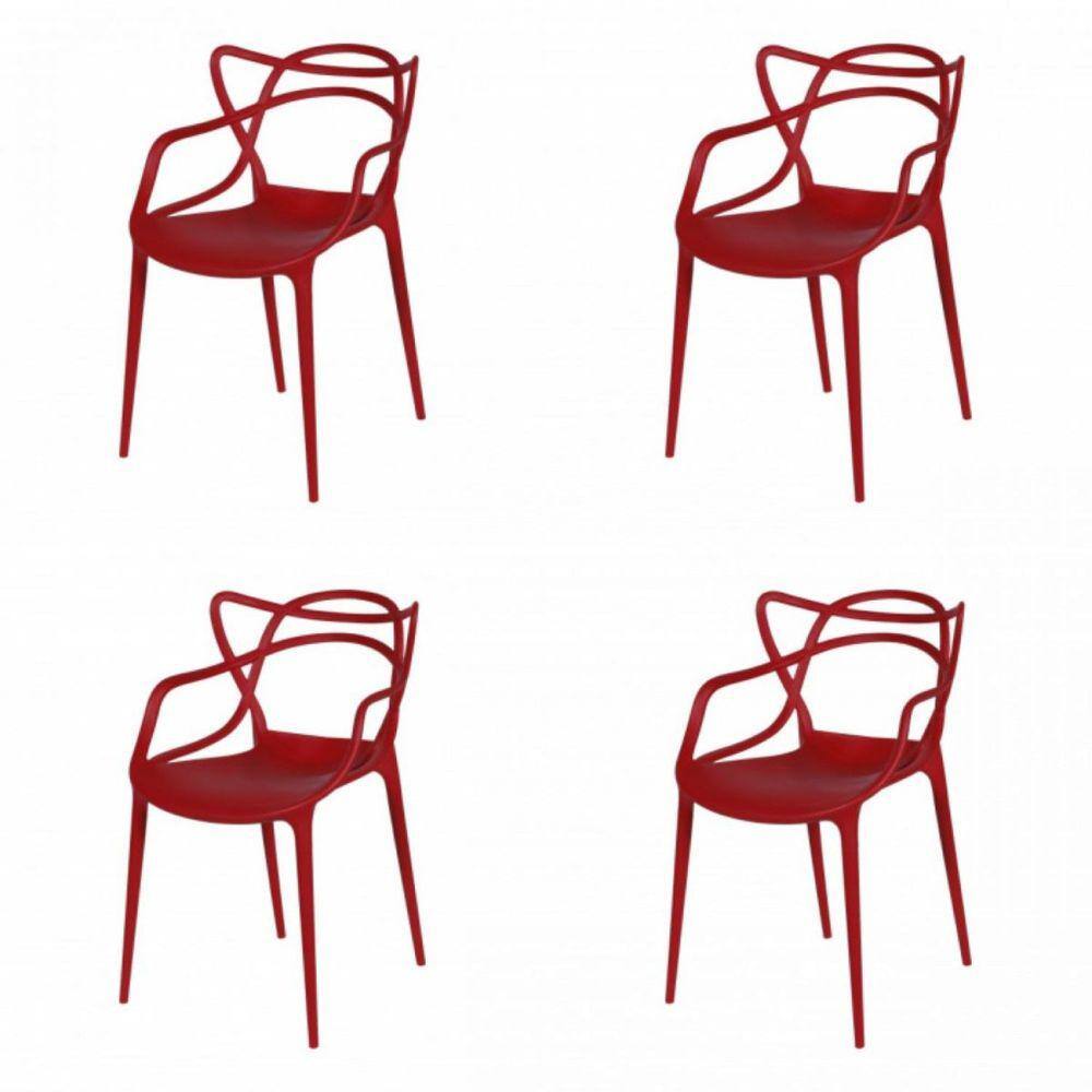 Kit 4 Cadeiras Allegra Solna OR Design Vermelho