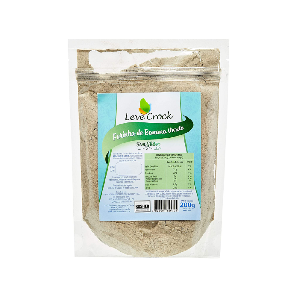 Kit 2X: Farinha de Banana Verde Sem Glúten Leve Crock 200g