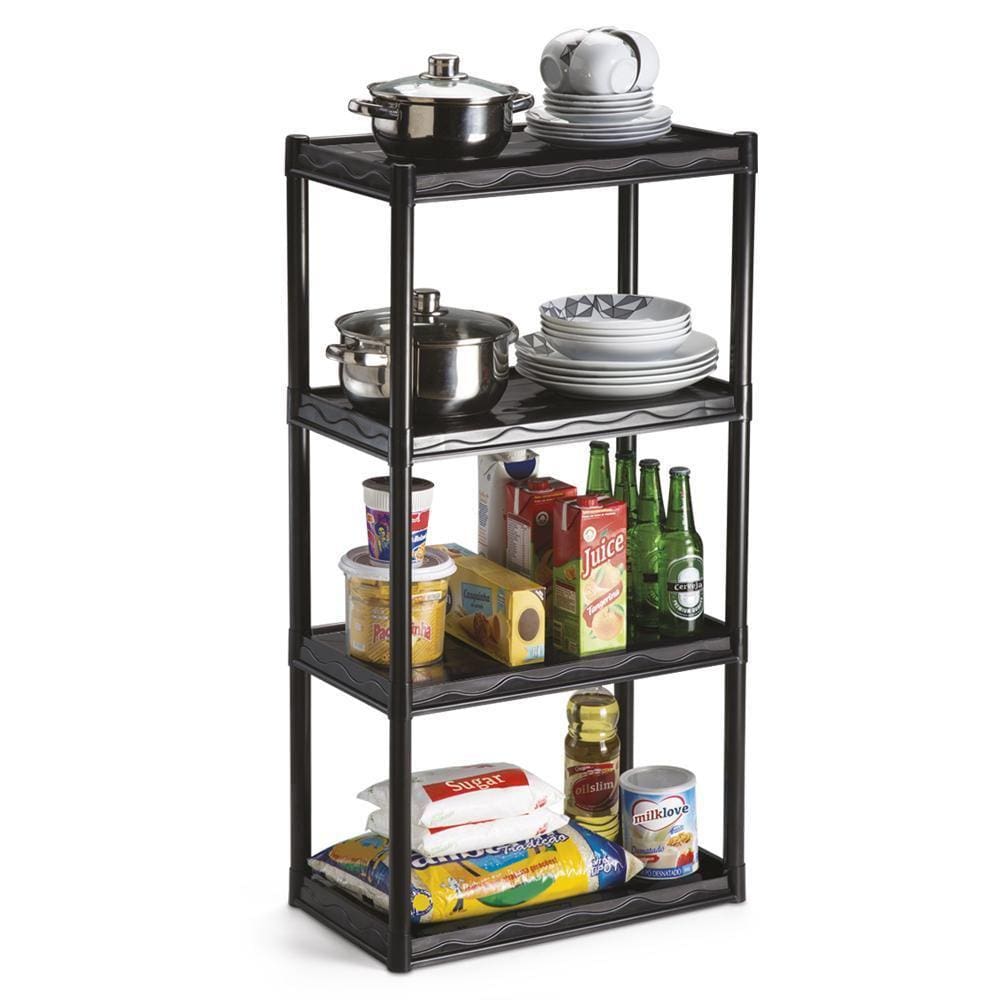 Estante Plastica Modular Multiuso Preta 5 Prateleiras