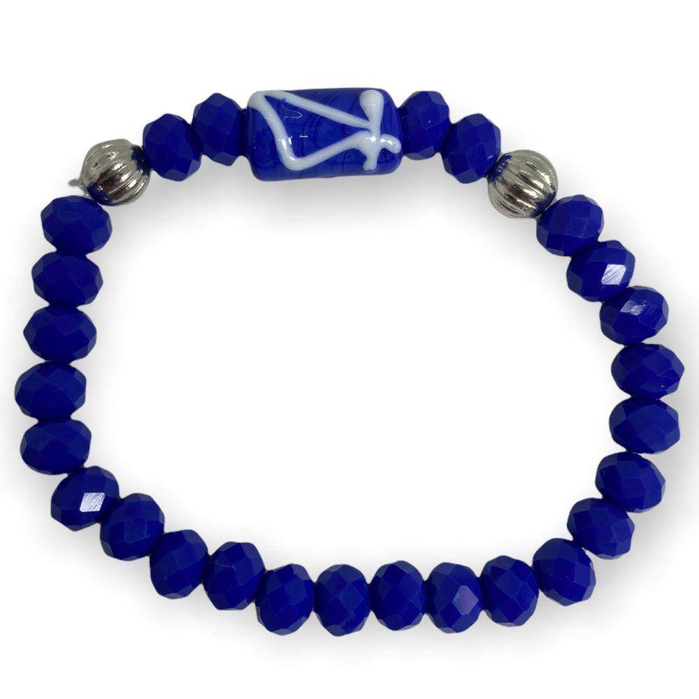 Pulseira Ogum Espada Com Firma Azul Cristal E Silicone