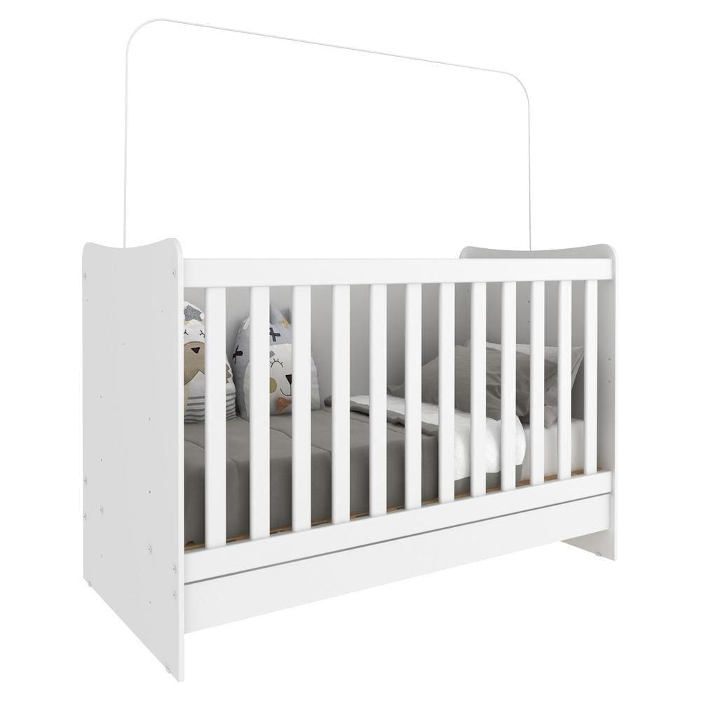 Berço 4 Em 1 Para Colchão 70 X 130 Cm Multimóveis Evolution Vira Escrivaninha Branco