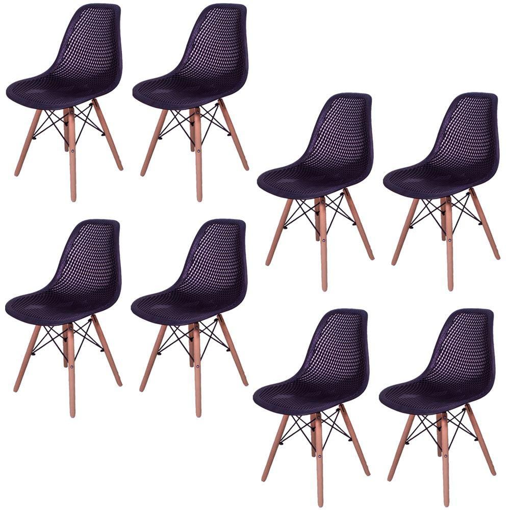 Kit 8 Cadeiras Charles Eames Eifell 130 Furadinha