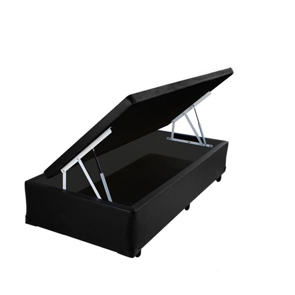 Cama Box Baú Solteiro Preto Black 88x188x34x20interno