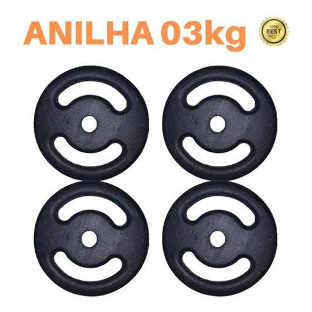 Kit 4 X Anilhas Super Premium De 3Kg Ferro Pintada