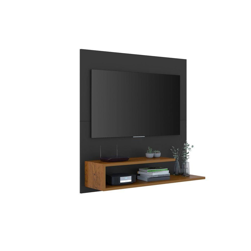 Painel Para Tv 32P Orlando Preto/Freijó Sala/Quarto Decor