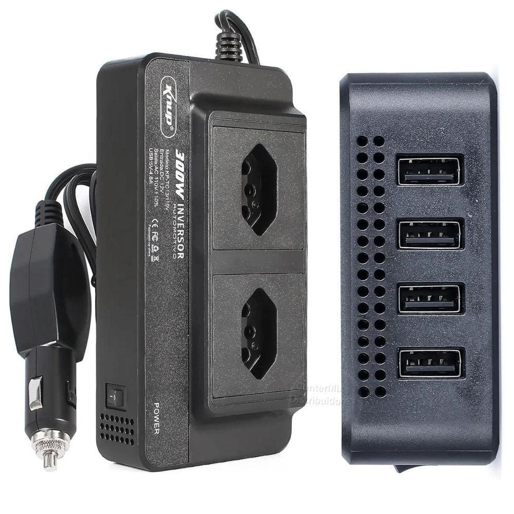 Inversor 12V Para 110V 300W Conversor Tensão E Usb 4 Portas