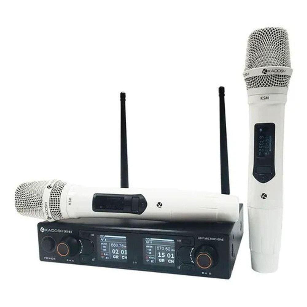 Microfone Kadosh K-502M Sem Fio Bastão Duplo Branco