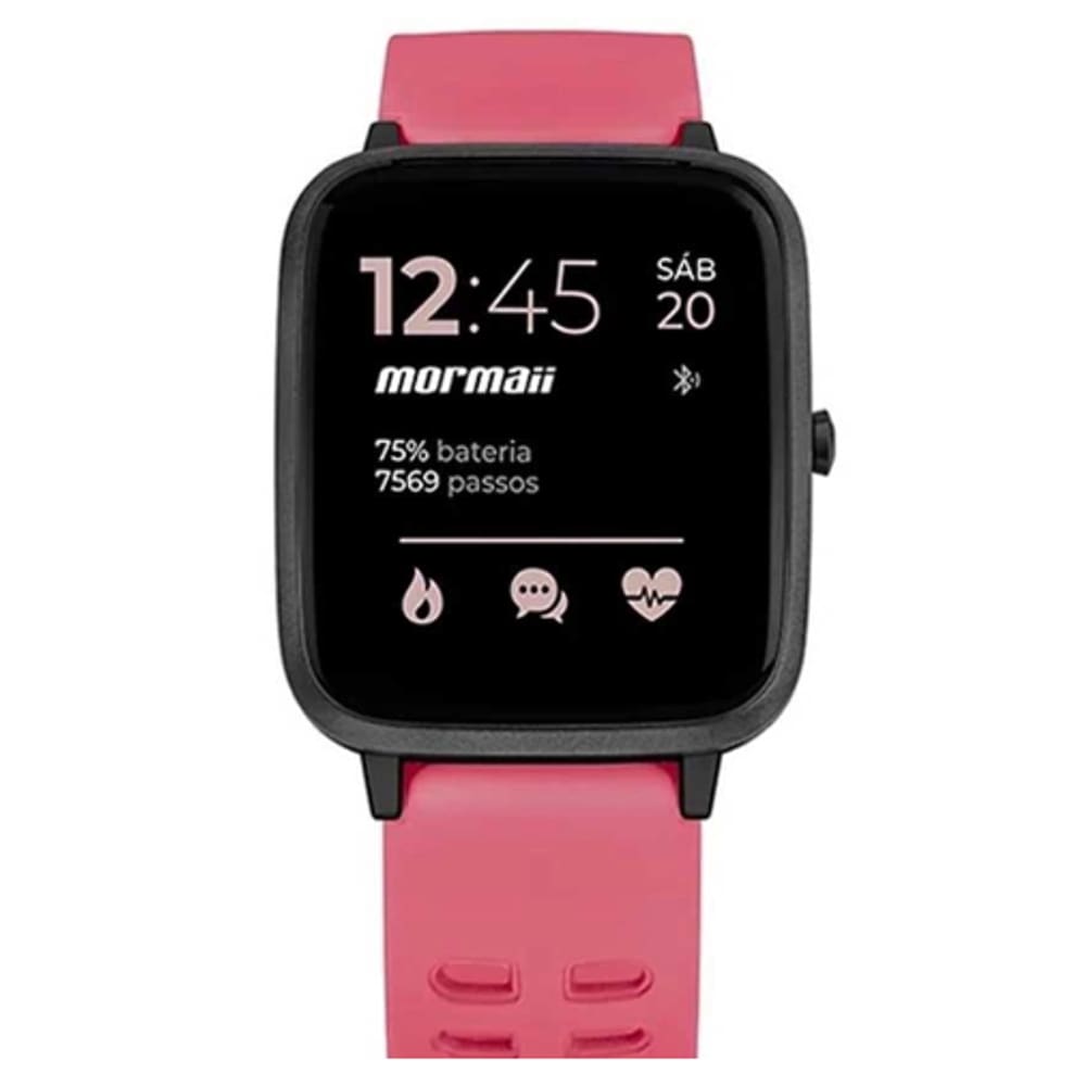 Relógio Mormaii smartwatch grafite pulseira pink MOLIFEAG/8R