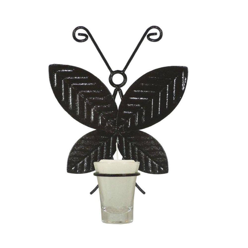 Borboleta M 21 Cm Parede Porta Vela Branca Arandela