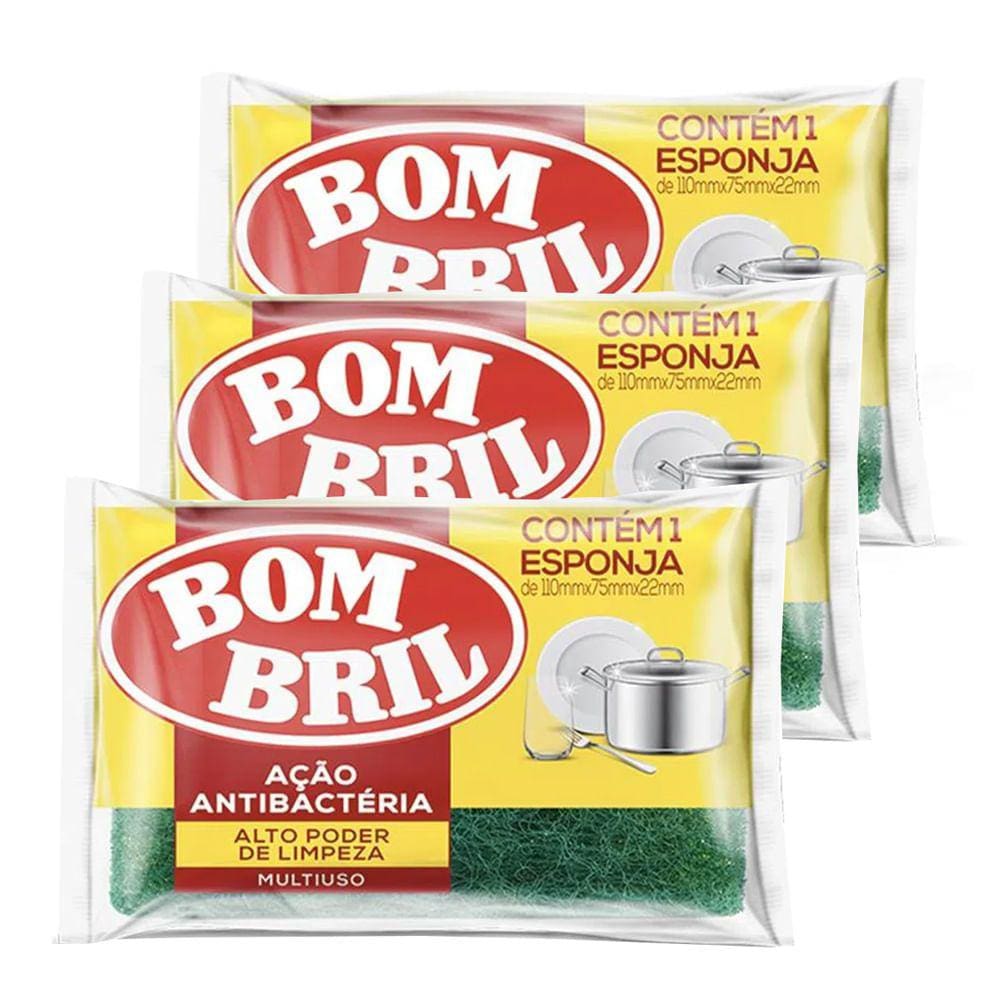 Esponja de Limpeza Bombril Multiuso 1 unidade | Kit com três unidades