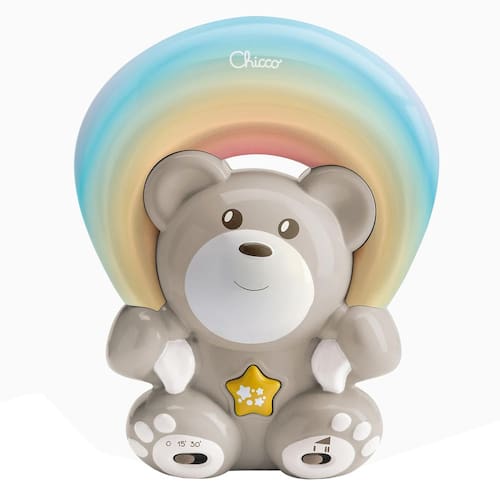 imagem-Luminária Infantil Ursinho Projetor de Arco-íris e Músicas Para Sono do Bebê Urso Neutro Chicco