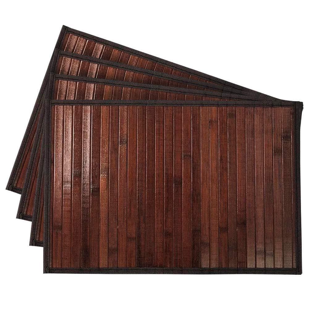Jogo Americano 45X30 Sousplat Bambu Moldura Marrom - 4 Peças