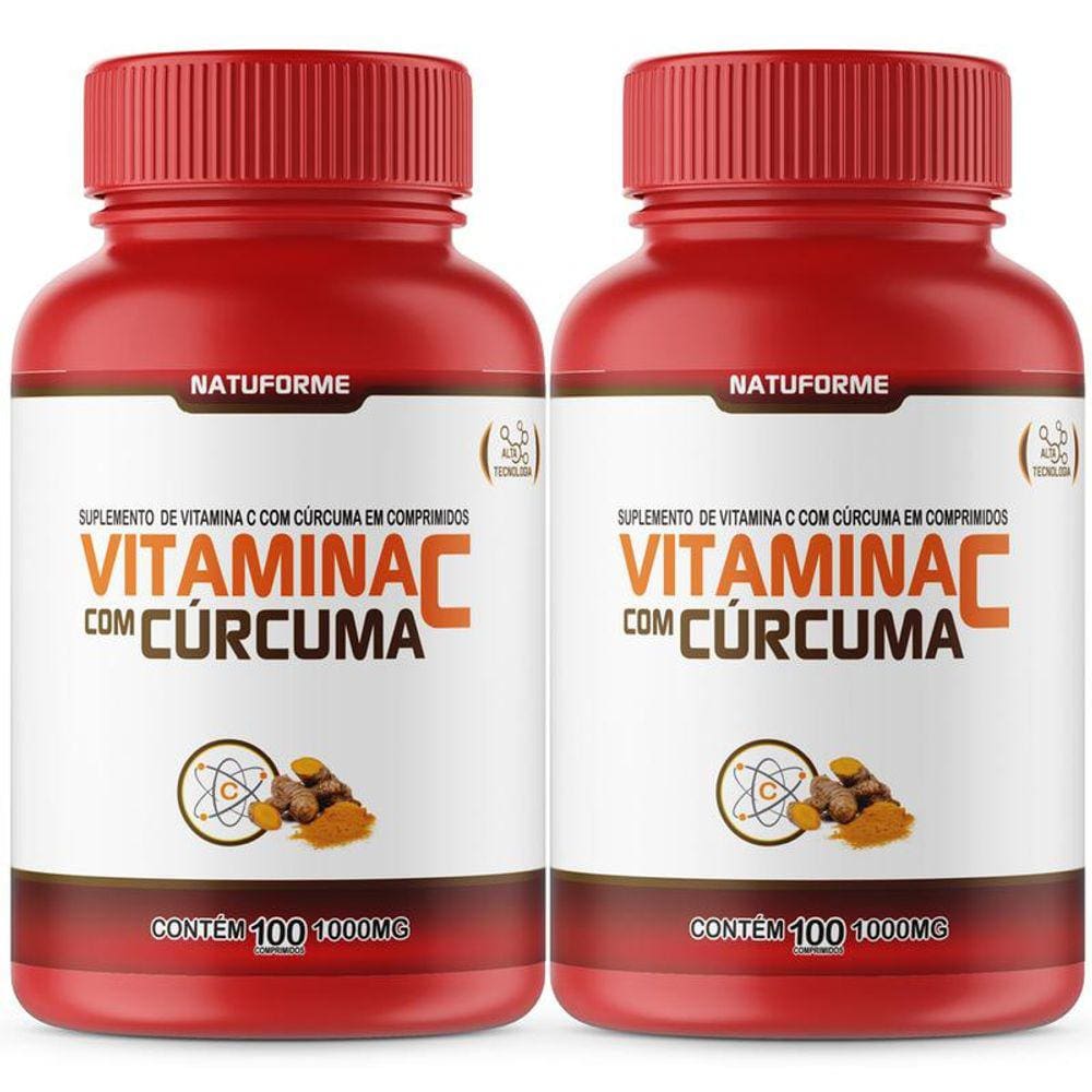 Kit 2 Potes Vitamina C E Cúrcuma 1000Mg 100Cpr Natuforme