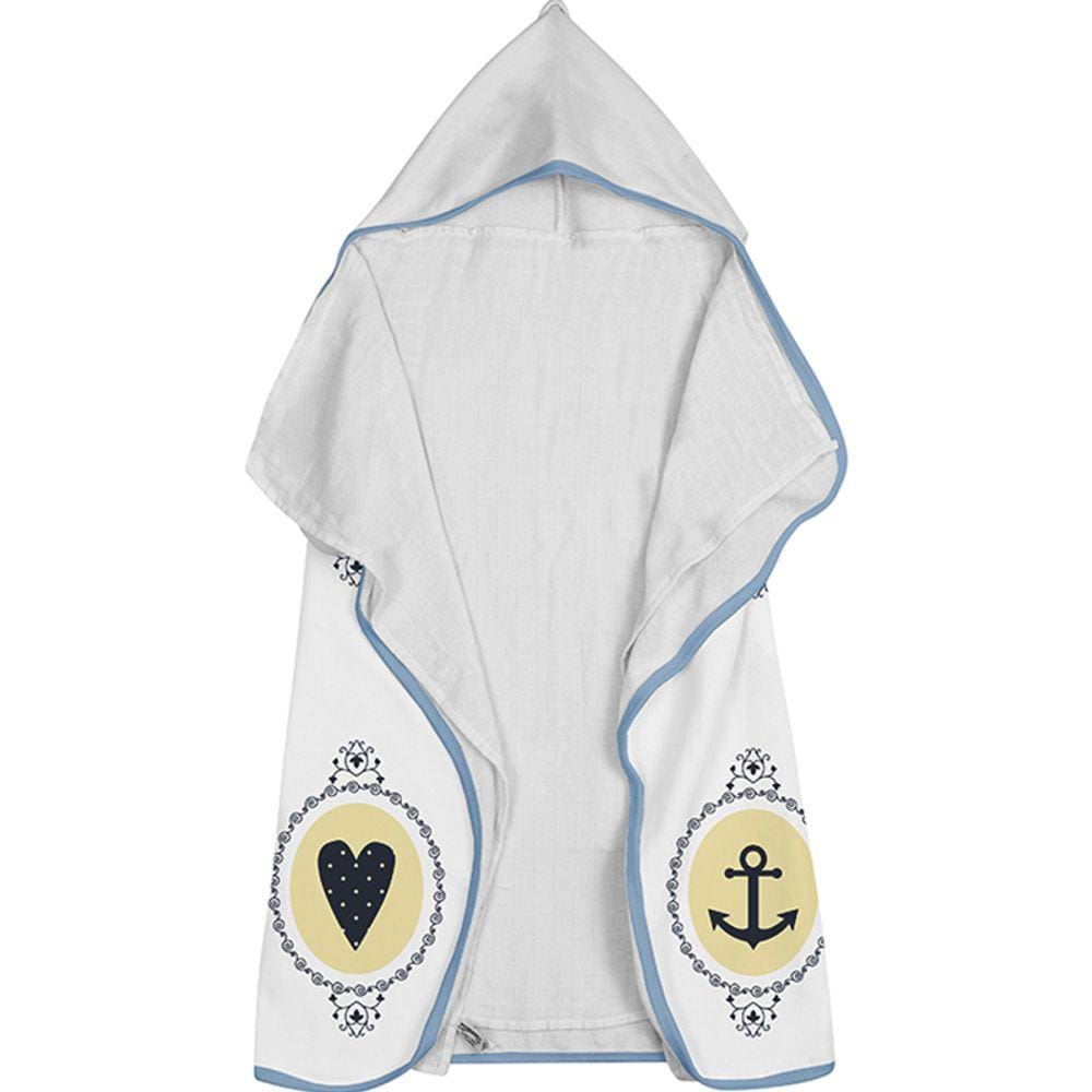 Toalha Baby C/ Capuz Tecebem Estampada c/ Fralda Nino Branco