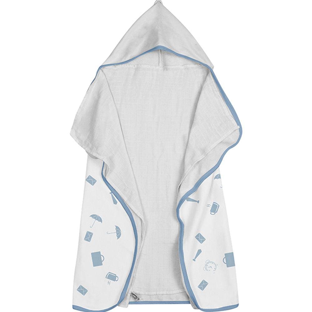 Toalha Baby C/ Capuz Tecebem Estampada c/ Fralda Greg Branco