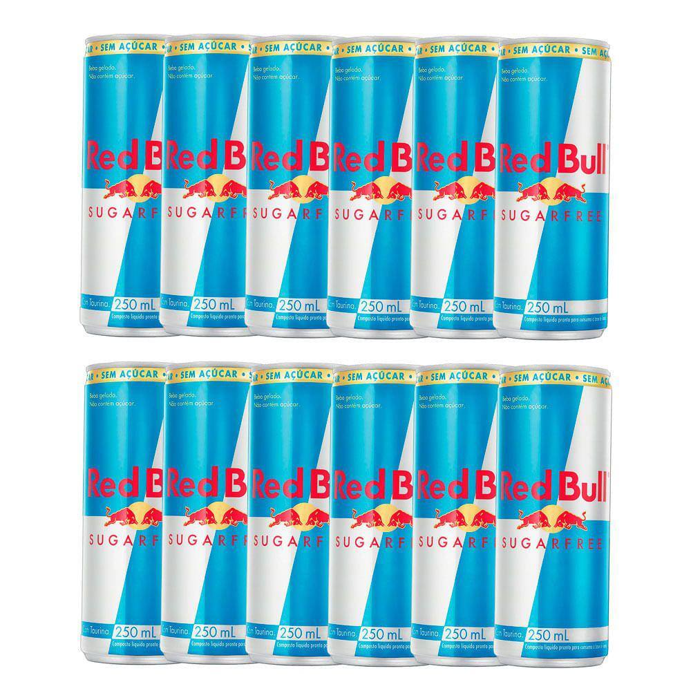 Energético Red Bull Sugarfree 250ml Kit com doze unidades