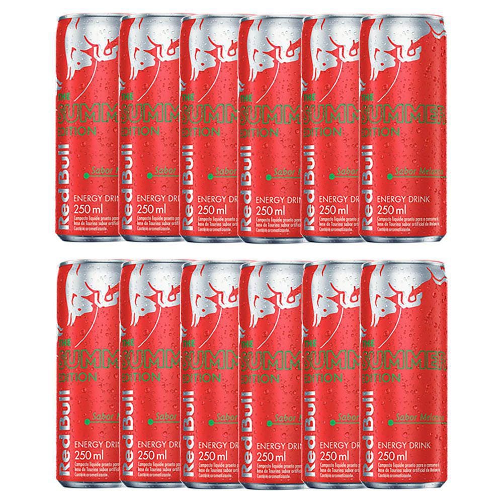 Energético Red Bull The Summer Edition Sabor Melancia 250ml Kit com doze unidades