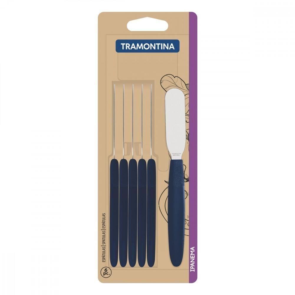 Conjunto de Espátulas para Manteiga Tramontina Azul 6 Peças