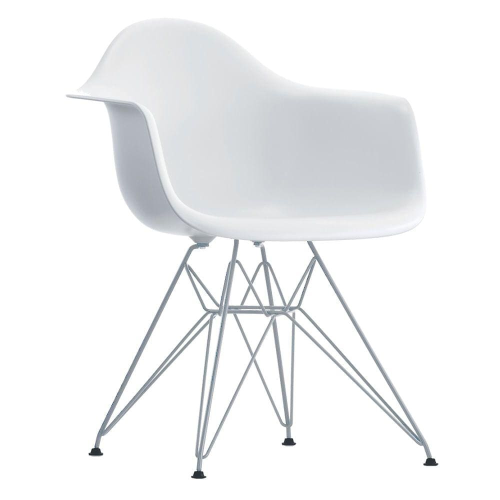 Cadeira Eiffel com Braço Base Cromada - Branco