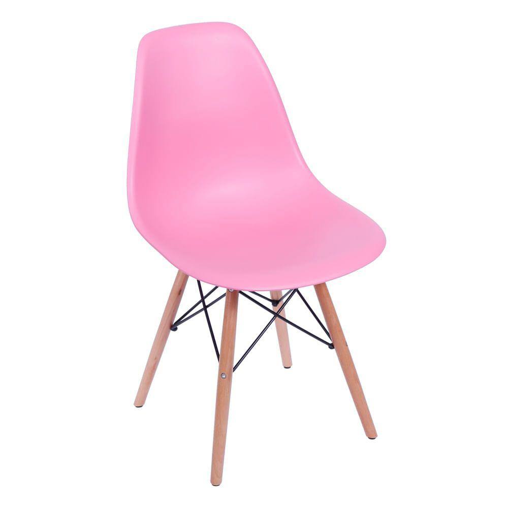 Cadeira Eames Eiffel Base Madeira - Rosa