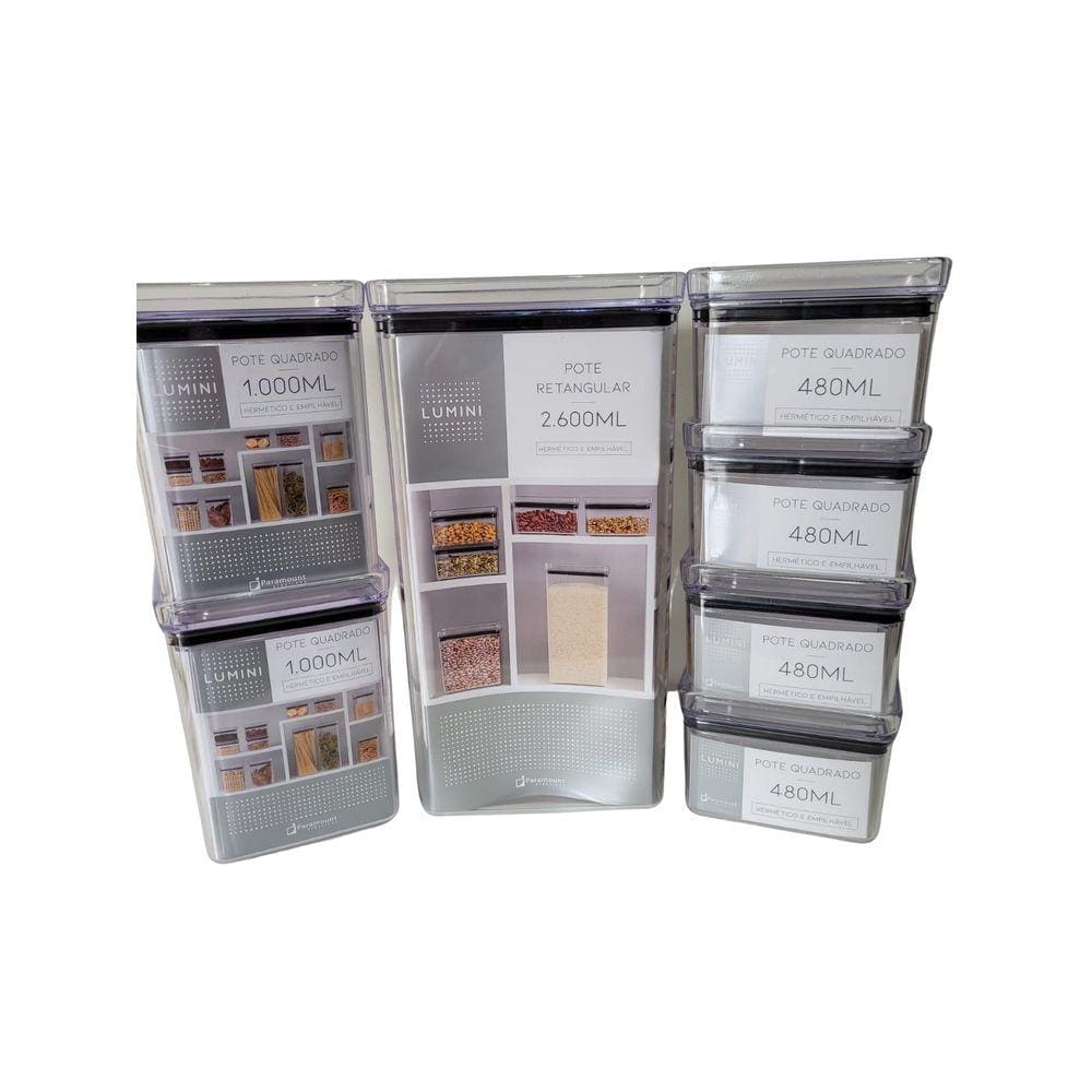 Potes Herméticos Lumini 7Pç-480Ml,1000Ml,2600Ml-Cod:Kit0004