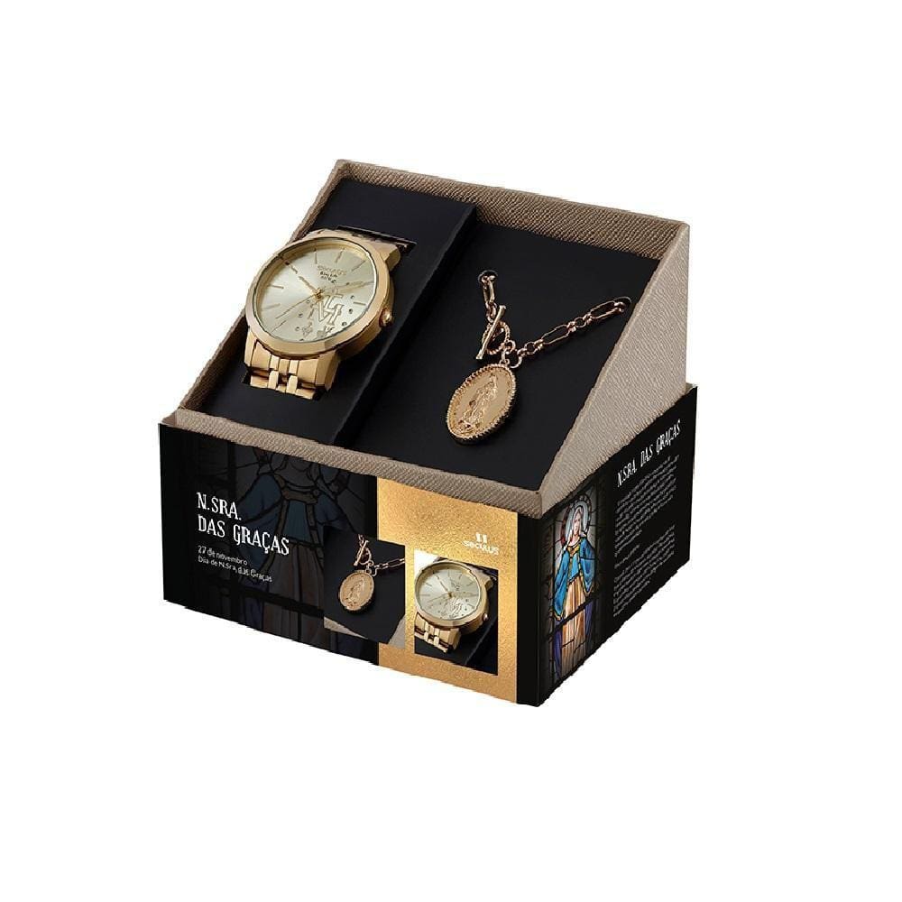 Kit De Relógio Seculus Feminino Nossa Senhora Das Graças - 44039Lpskda1K1