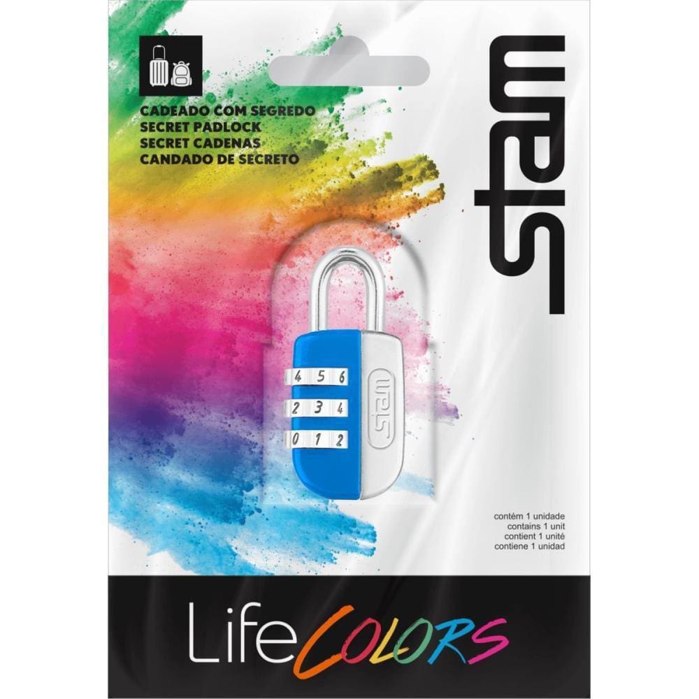 Cadeado Segredo 20Mm Life Colors Azul