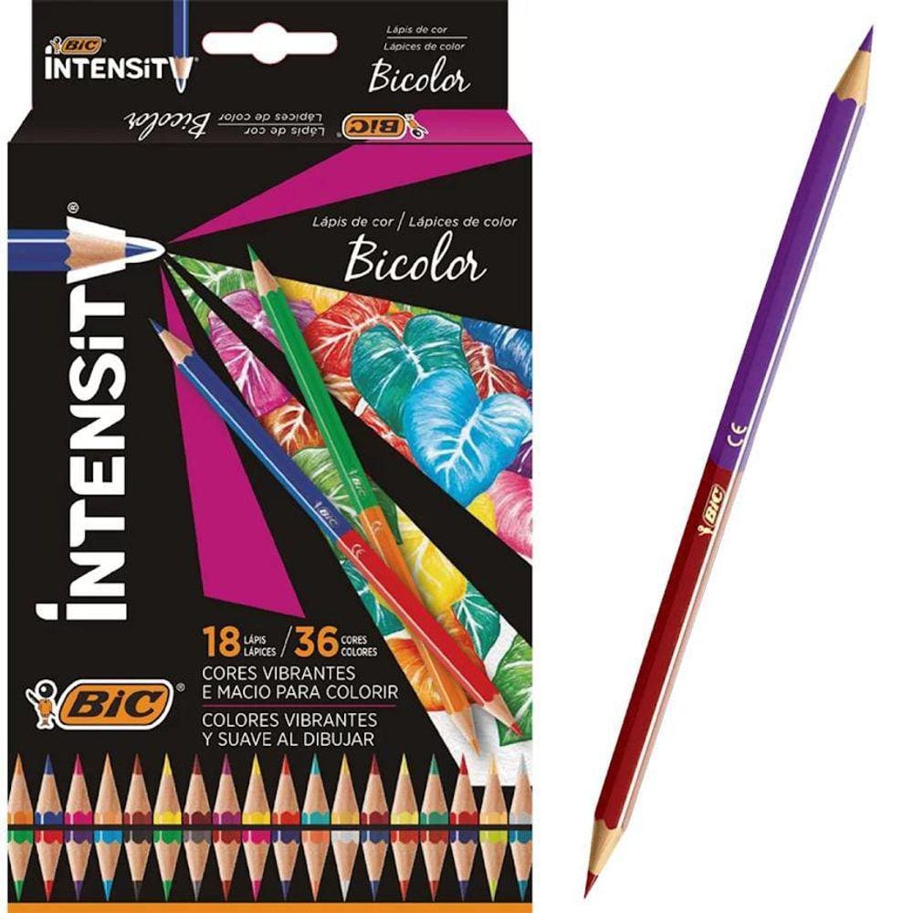 Lápis De Cor 36 Cores Bicolor Sextavado 18 Lápis 36Cores Bic