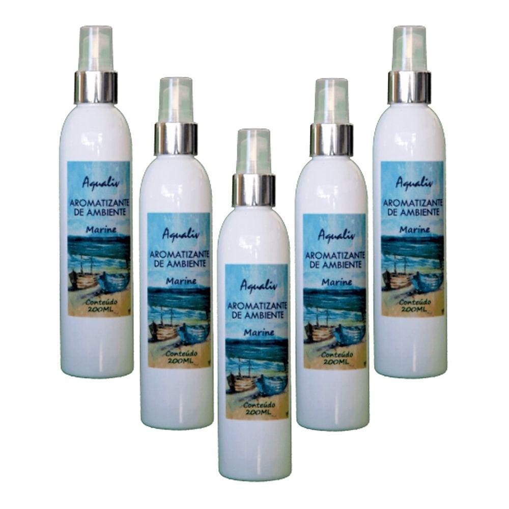 Kit 5 Aromatizador de Ambientes Aroma Marine Frasco 200ml