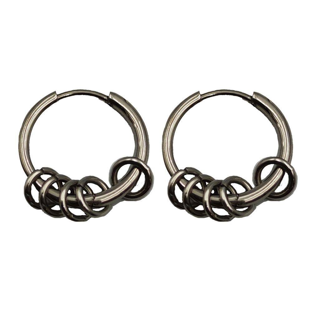 Brinco Masculino Argola com Pingente Furo 1 par