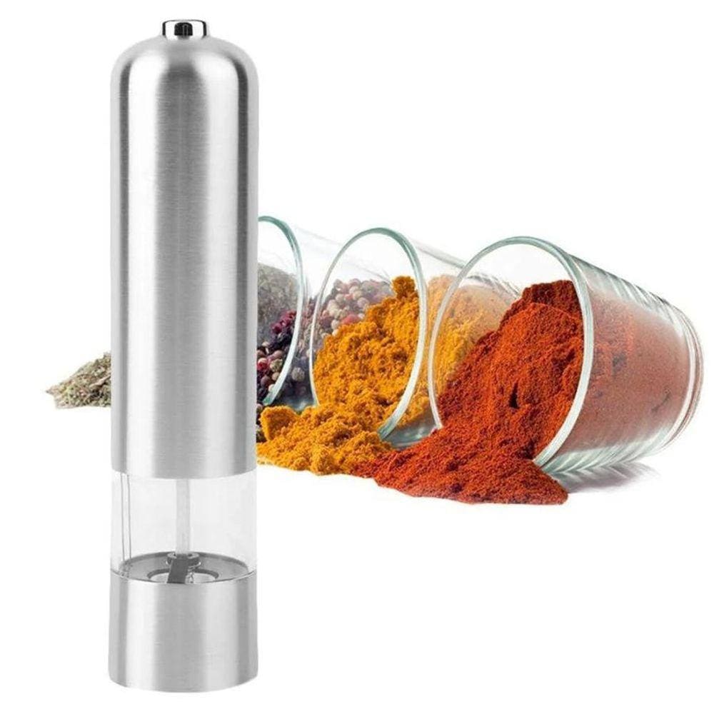 Moedor Pimenta Ou Sal Gourmet Eletrico A Pilha Aço Inox