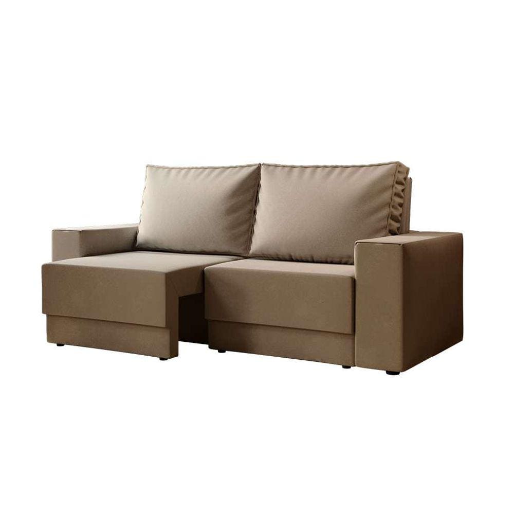 sofá 3 lugares retrátil sarov suede bege