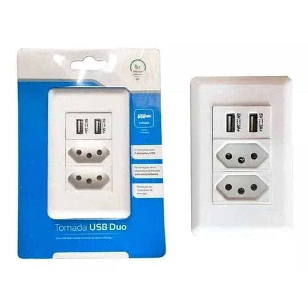 Tomada Usb De Parede Com Duplo Usb Versão Moderna Celular
