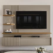 Painel para TV até 65 Polegadas LED Ripado 2 Portas Atena Madetec Cinza/Naturale