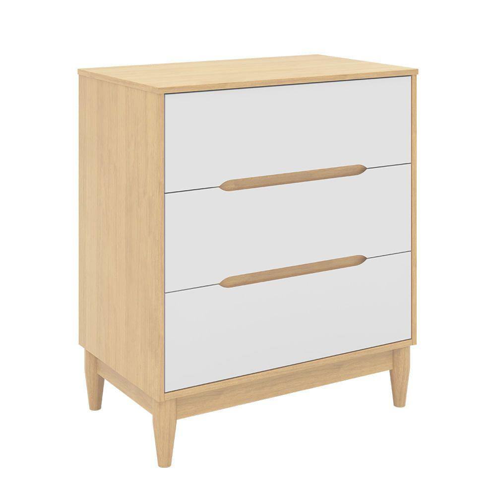 Cômoda Tomi 3 Gavetas - Carvalho Malva com Branco