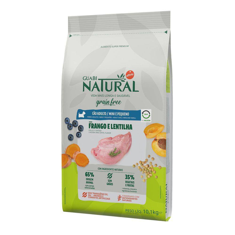 Guabi Grain Cão Adulto Mini Pequeno Frango Lentilha 10,1Kg