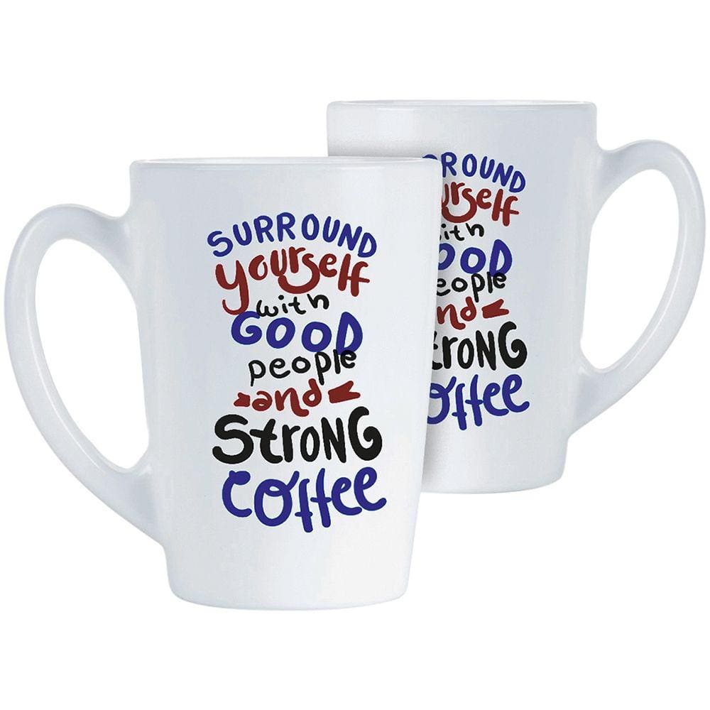 LUMINARC NEW MORNING CANECA 11x8x8cm 320ml VIDRO TEMPERADO BRANCO DECORADO