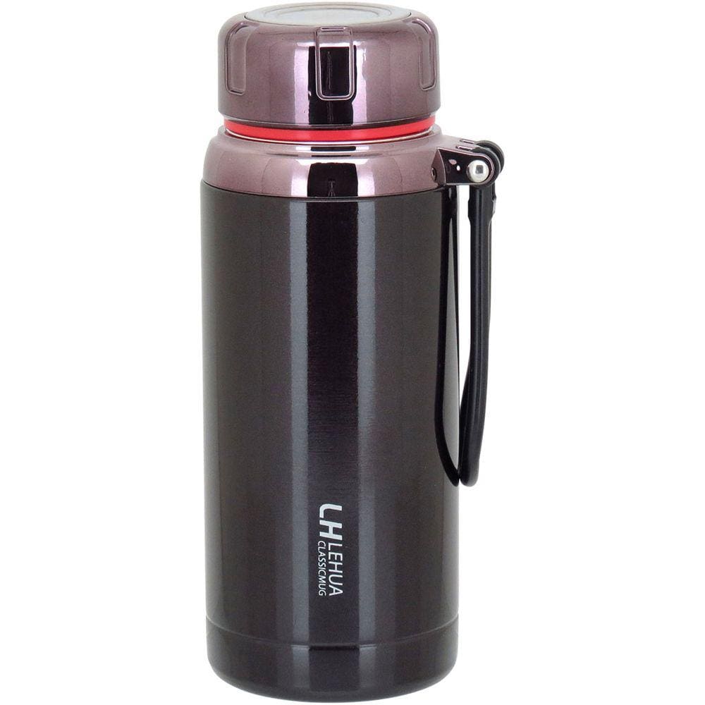 LEHUA GARRAFA TÉRMICA 22x8x8cm 600ml INOX PRETO PAREDE DUPLA