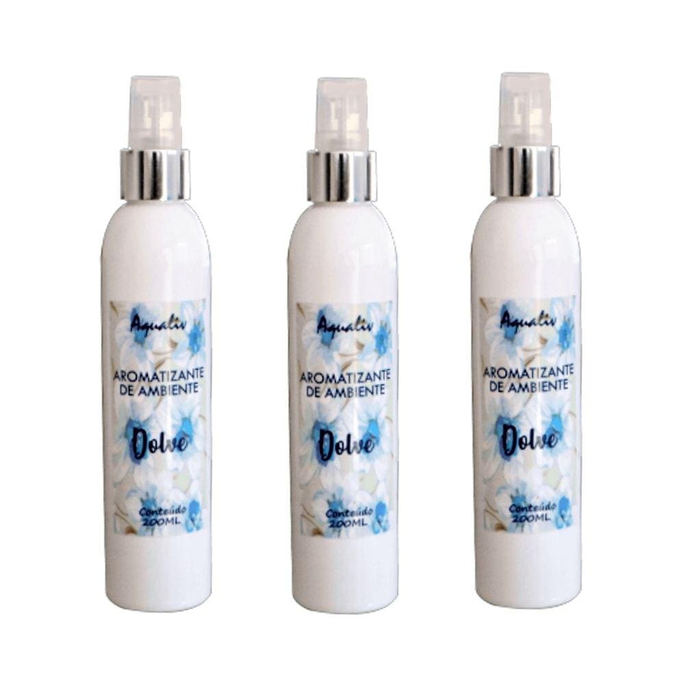 Kit 3 Aromatizador de Ambientes Aroma Dolve Frasco 200ml