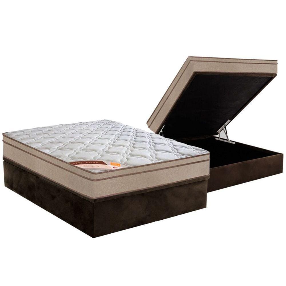 Colchão Castor Bonnel Revolution+Cama Baú Casal 138